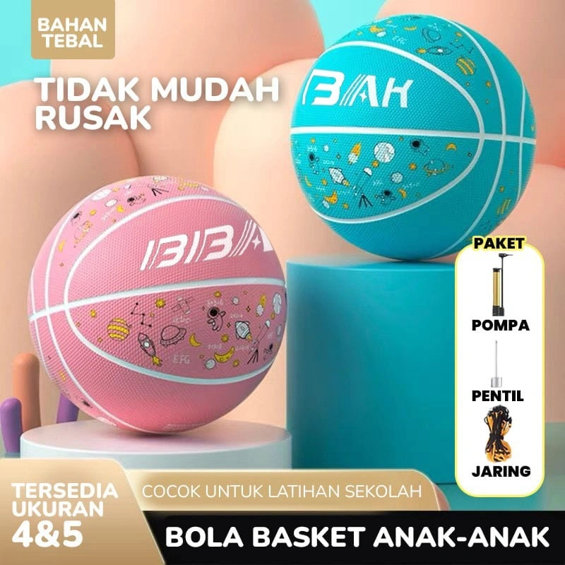 BBAK Bola Basket Anak Size 4 dan 5 Olahraga Basketball Original Natural Rubber XTRA POMPA PENTIL