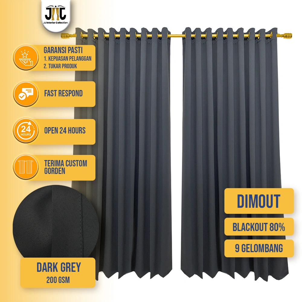 Gorden Hotel Blackout 80% Premium Tinggi 250cm 270cm ukuran jumbo hordeng blackout anti silau