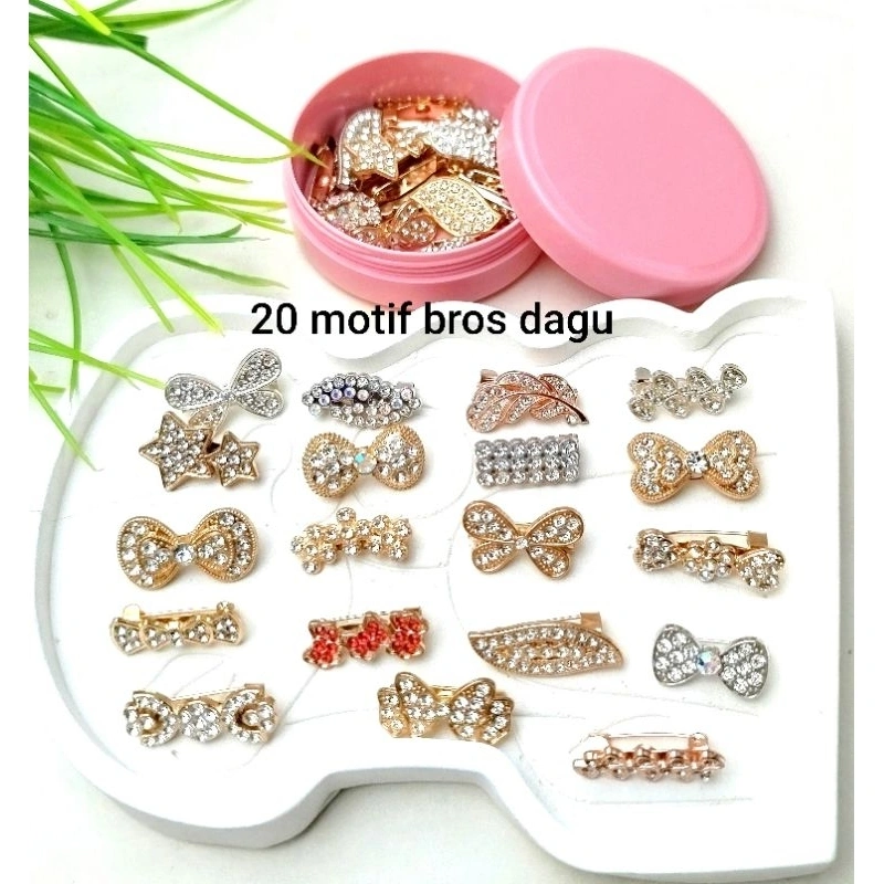 20 Bros Dagu Mix Model Ukuran 1,5 cm Dapat Tempat Bros Cantik Lapis Gold Aura Citra Bros