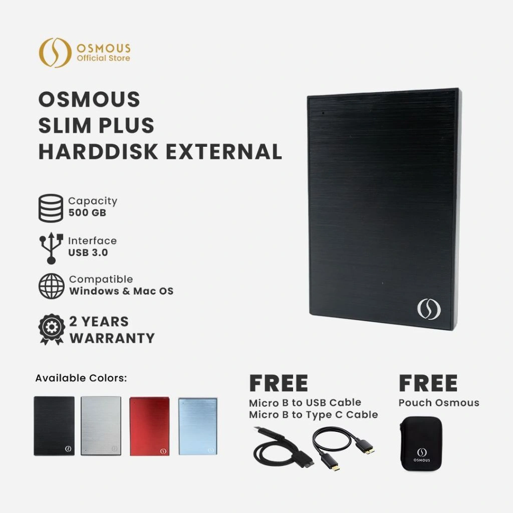 Osmous Slim Plus Hardisk HDD External 500GB USB 3.0 Portable Storage