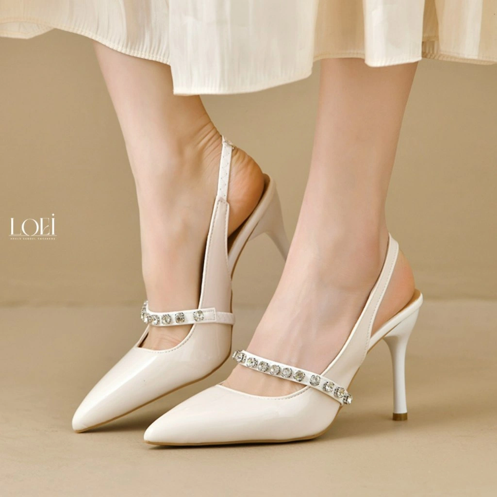 LOEI Sharon Glamour Slingback Heels Woman Stylish 10 cm Sepatu Hak Tinggi Pesta Wanita Elegant Mewah 9636