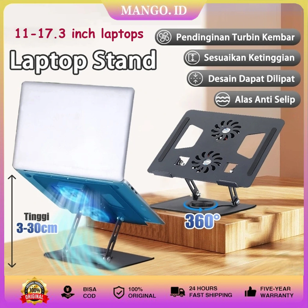 Laptop Stand 360° Rotatable Bisa Dilipat Portable Laptop Stand Dudukan Notebook Meja Aluminium For 11-17.3" Laptop Tablet For