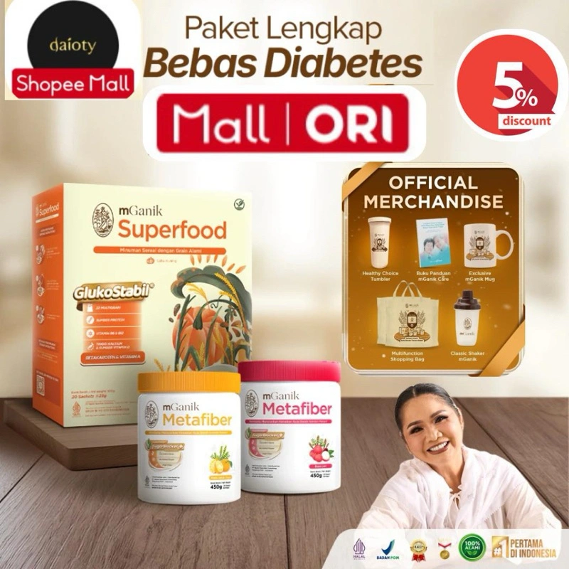 mGanik Metafiber 450gr + Bonus - Suplemen Serat Diabetes Herbal Alami