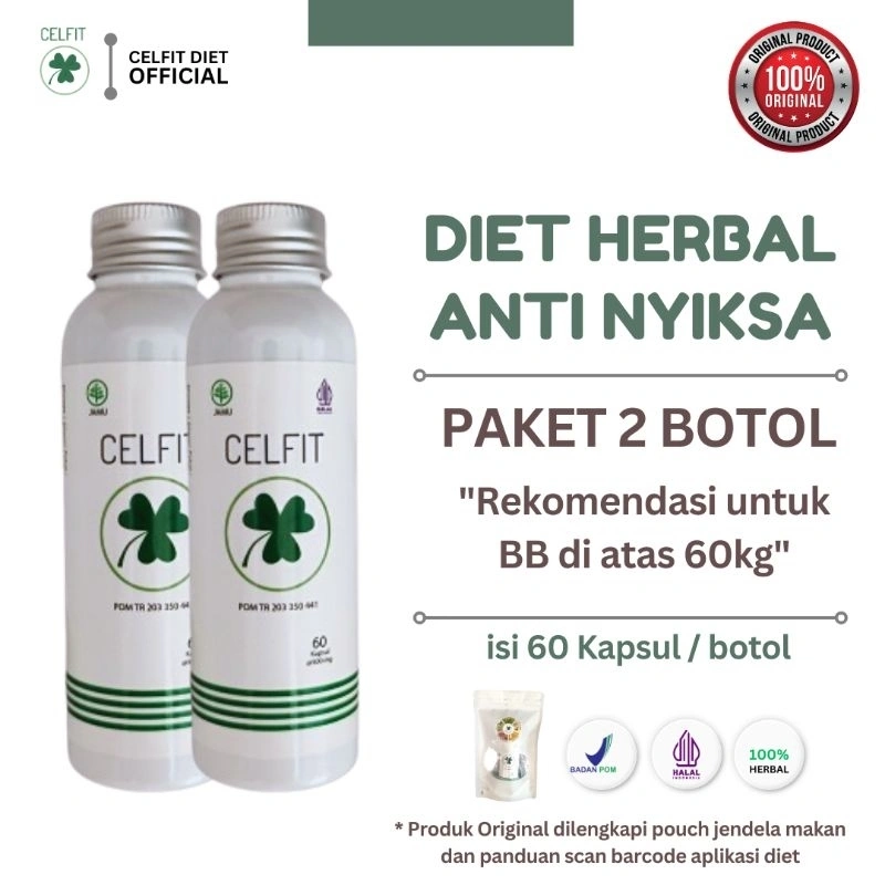 CELFIT NATURAL DIET ( PAKET 2pcs ) Suplemen Pelangsing Ampuh ( For Over 60 ) Original Kapsul Herbal