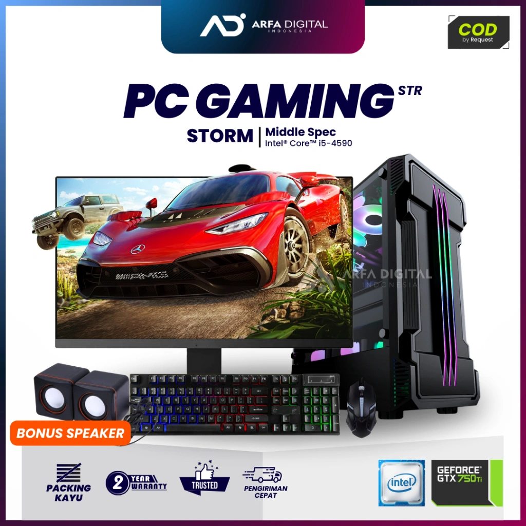 PC Gaming Full Set Core i5 4590 RAM 16GB SSD 256GB VGA 4GB DDR6 Monitor LED 24 Lengkap Siap Pakai | STORM