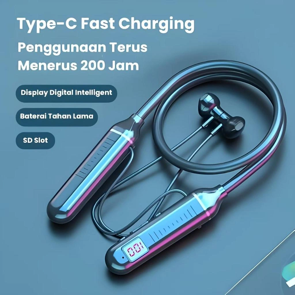 Headphone Leher Bluetooth Neckband Headphones Wireless Earphones Bluetooth 5.2 Sports TWS Earbuds HIFI Headset TF Card