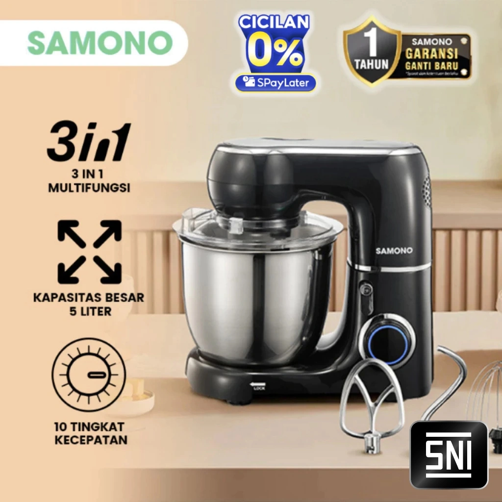 SAMONO 3in1 Stand Mixer Besar 5 Liter Pengaduk Adonan 3in1 Mixer with Bowl Garansi 1 Tahun SW-KM550