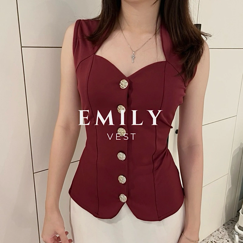 PLAINE - Emily Vest | Korean Top - Atasan Formal Vest Wanita Atasan Fitted Classy