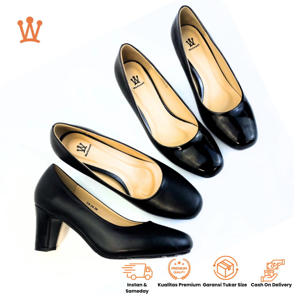 Workswell 870 Sepatu Kerja Wanita Basic Medium Heels 6cm