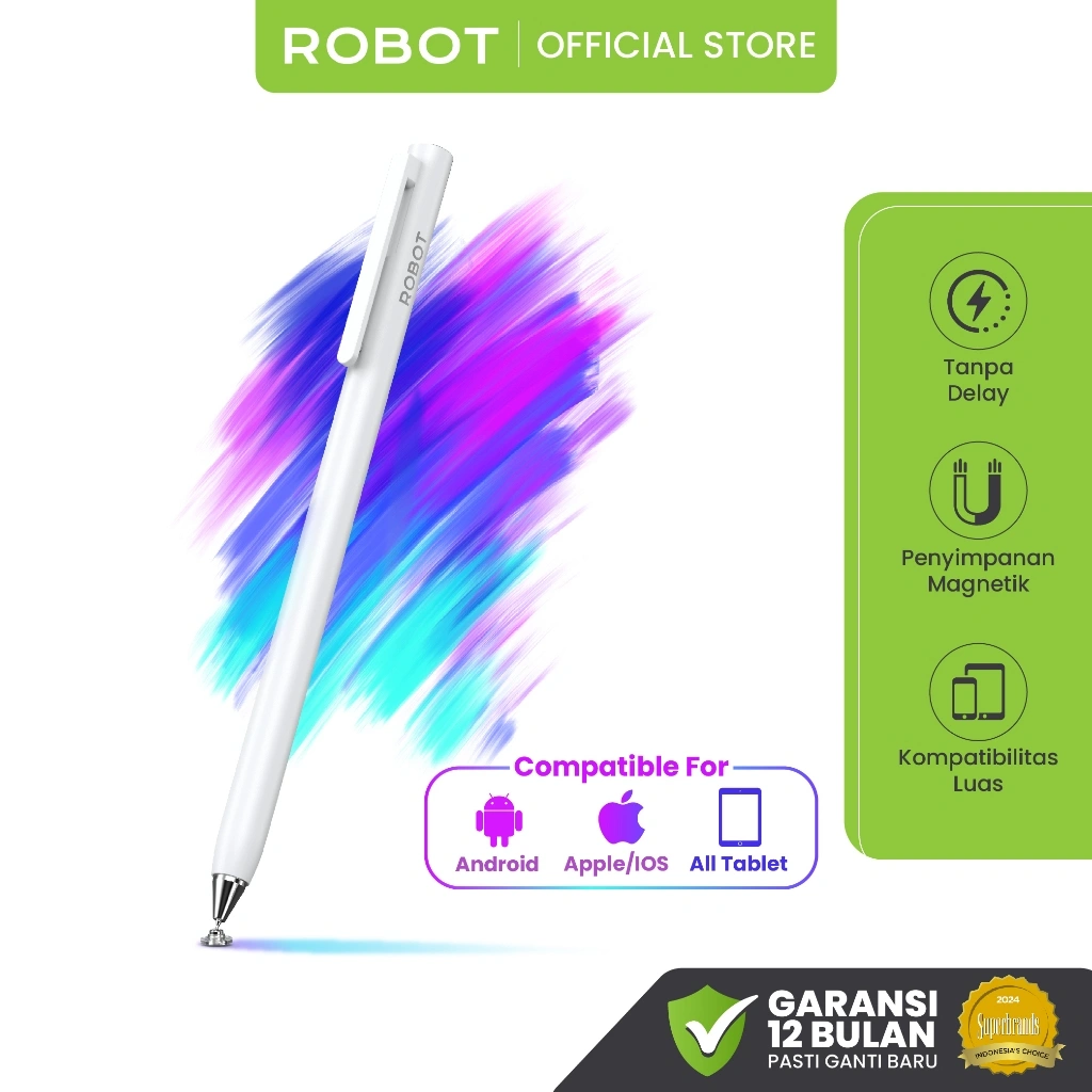 ROBOT Stylus Pen Universal Compatible Dengan Apple Macbook Stylus Capacitive Pen Android IOS Microsoft Original Garansi Resmi 1 Tahun - RSP04