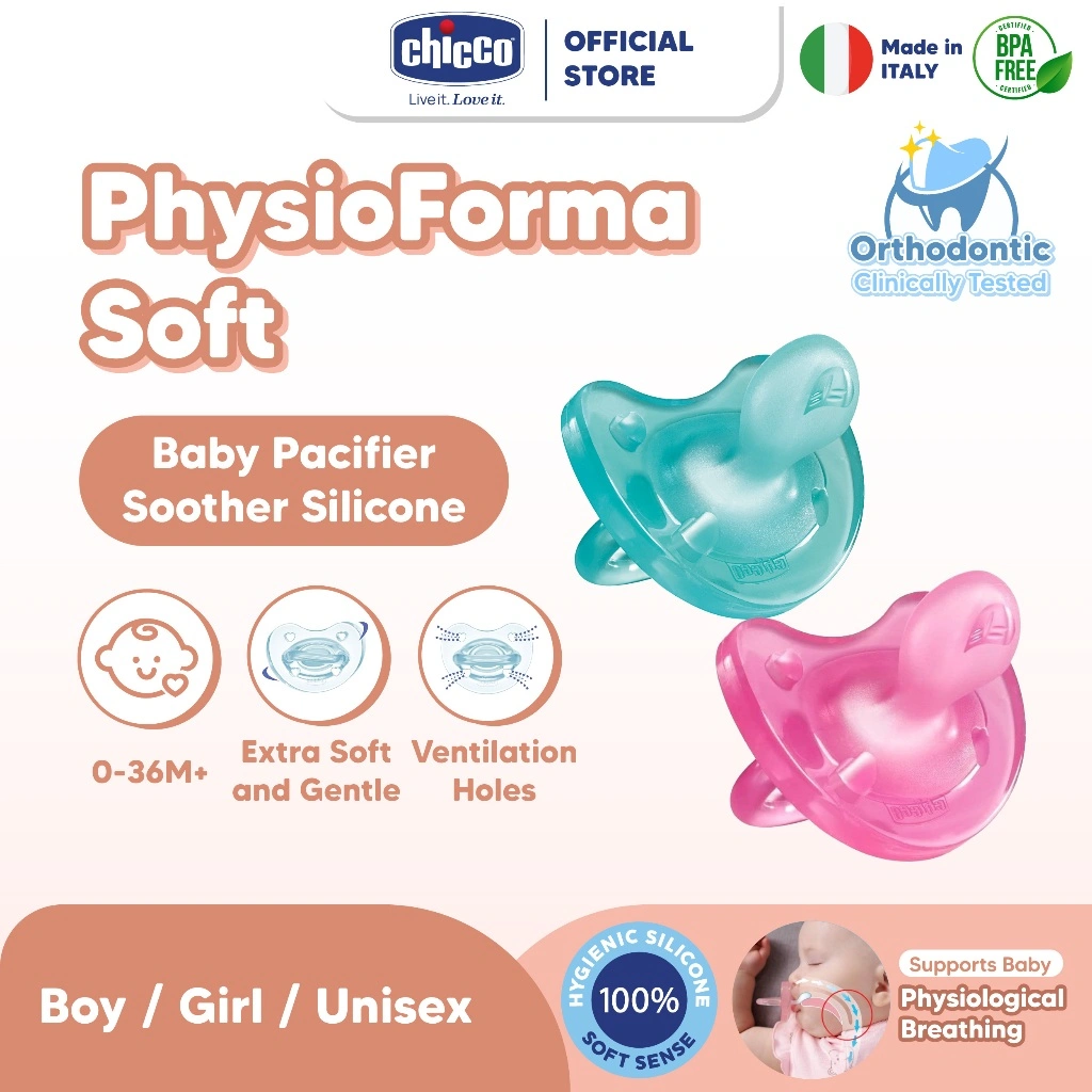 CHICCO Physio Soft Soother Silicone (isi 1 pcs) / empeng bayi / mainan gigi bayi / pacifier