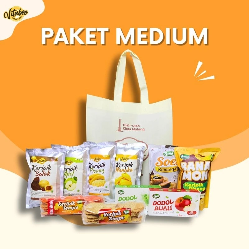 FIONA Paket Oleh Oleh Keripik Buah Medium - Hemat Khas Kota Malang Apel Nangka Pisang Nanas Mangga Rambutan