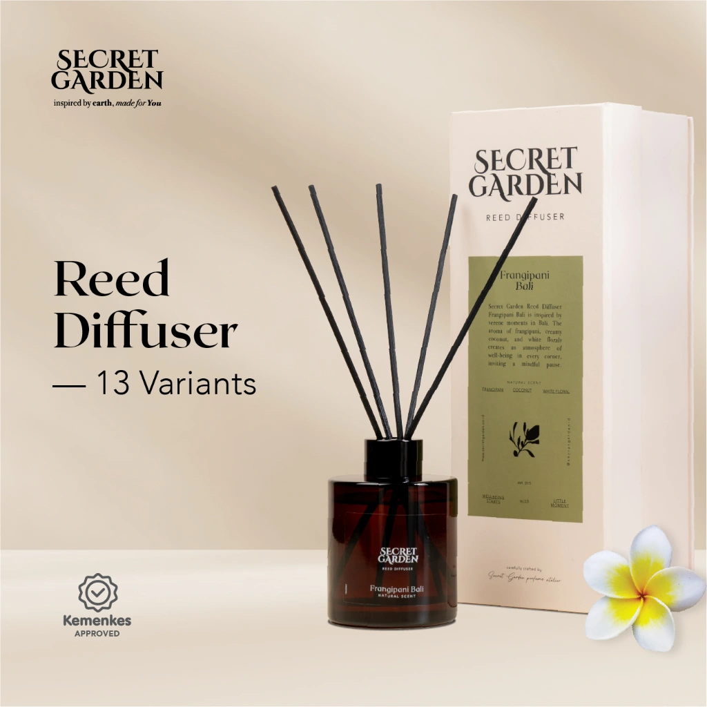 Secret Garden - Aroma Reed Diffuser 140ml Full Size | Pengharum Ruangan Kamar Aromateraphy Relaksasi Spa Hotel Wangi Elegan & Tahan Lama Penghilang Bau Anti Apek Aesthetic Gift Souvenir Pewangi