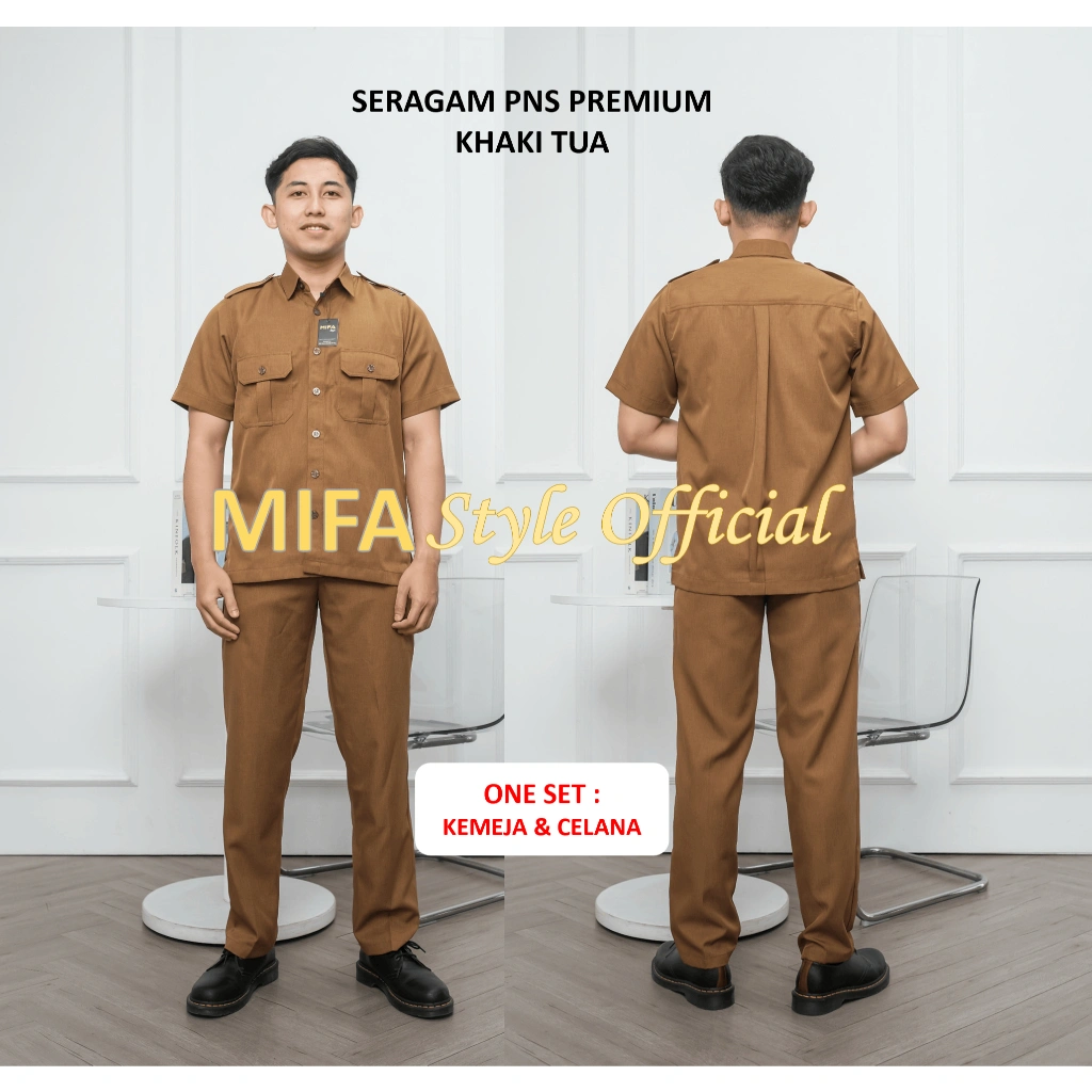 [MIFA TAILOR] Seragam PNS Pemda Khaki Tua Pria Baju Pegawai Negeri Seragam ASN Baju Guru PNS Pemda