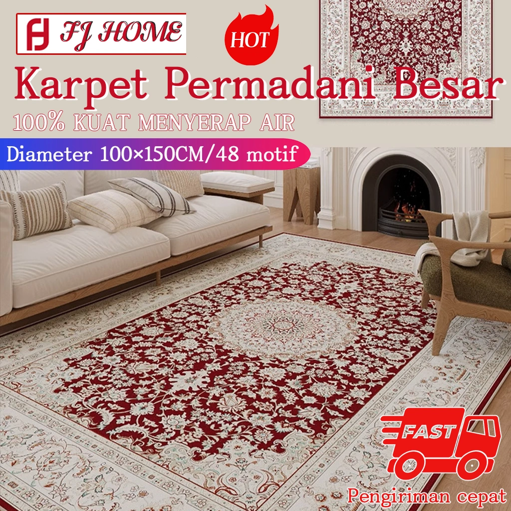 [100x150/150x200/200x300cm] BELI LOKAL Karpet Lantai Eropa Style Bahan Polyester Halus