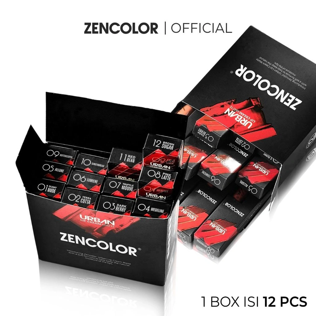 ZENCOLOR Urban Lipcream Matte 1 BOX isi 12pcs Lusinan | Vitamin E, BPOM | Lipstick Liptint Lipgloss
