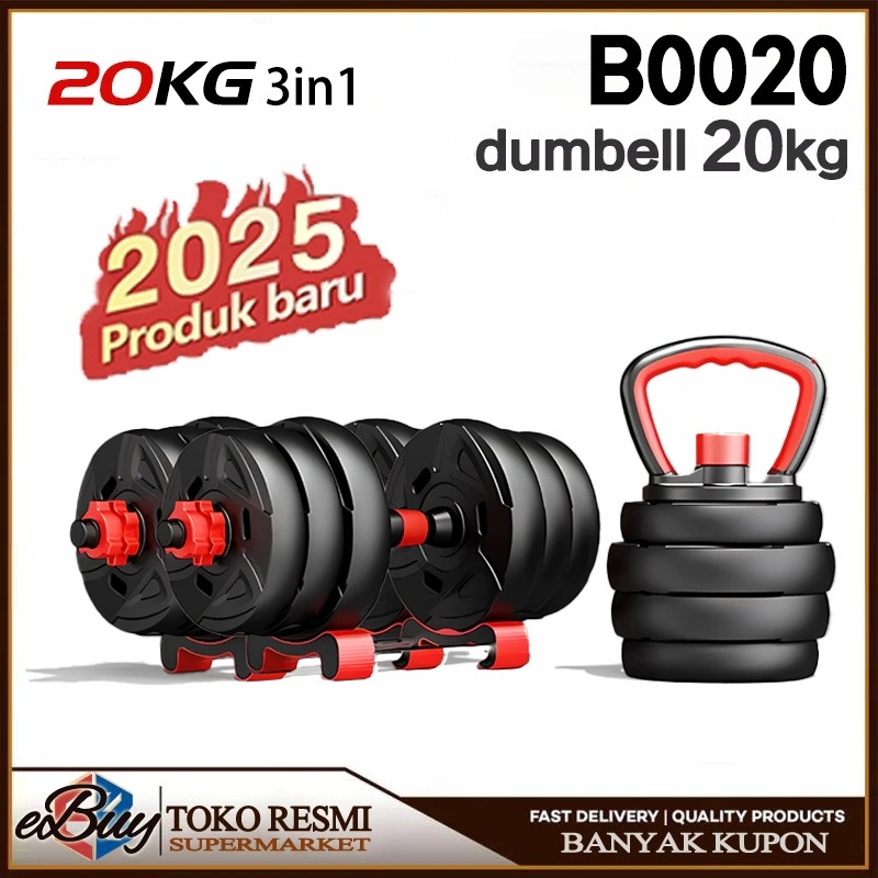 e-Buy Dumbbell Barbell Peralatan Fitness Set 20 Kg Dapat Dihubungkan Ke Lift Bar 6 In 1 Barbel Kettlebell Multi-fungsi