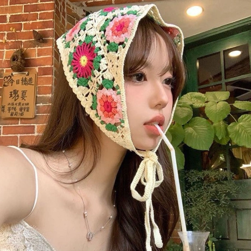 Bandana Rajut Korea Knit / EZY / Knitted Scarf / Bando Scarves Bunga Vintage