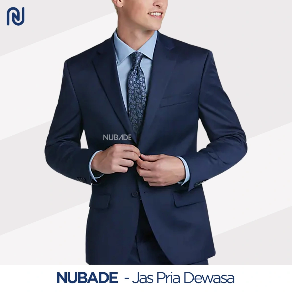 NUBADE - Jas Blazer Wisuda Pria Formal Polos Warna Hitam Navy