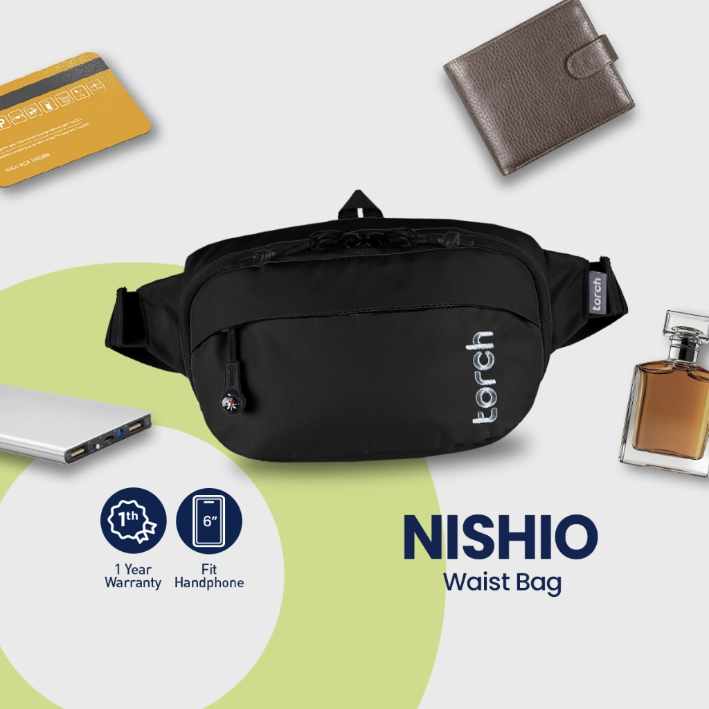 TORCH Nishio Tas Pinggang Selempang Konser Ringan Anti Air Pria Wanita - Waist bag Sling Waterproof