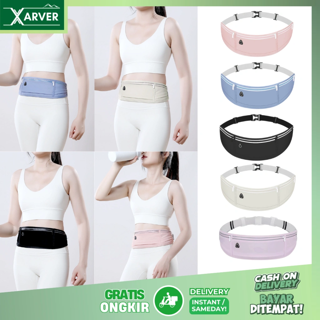 Tas Pinggang Olahraga Lari Ponsel Waistbag Running Jogging Belt Pouch Anti Air Tas Gym Pria Wanita