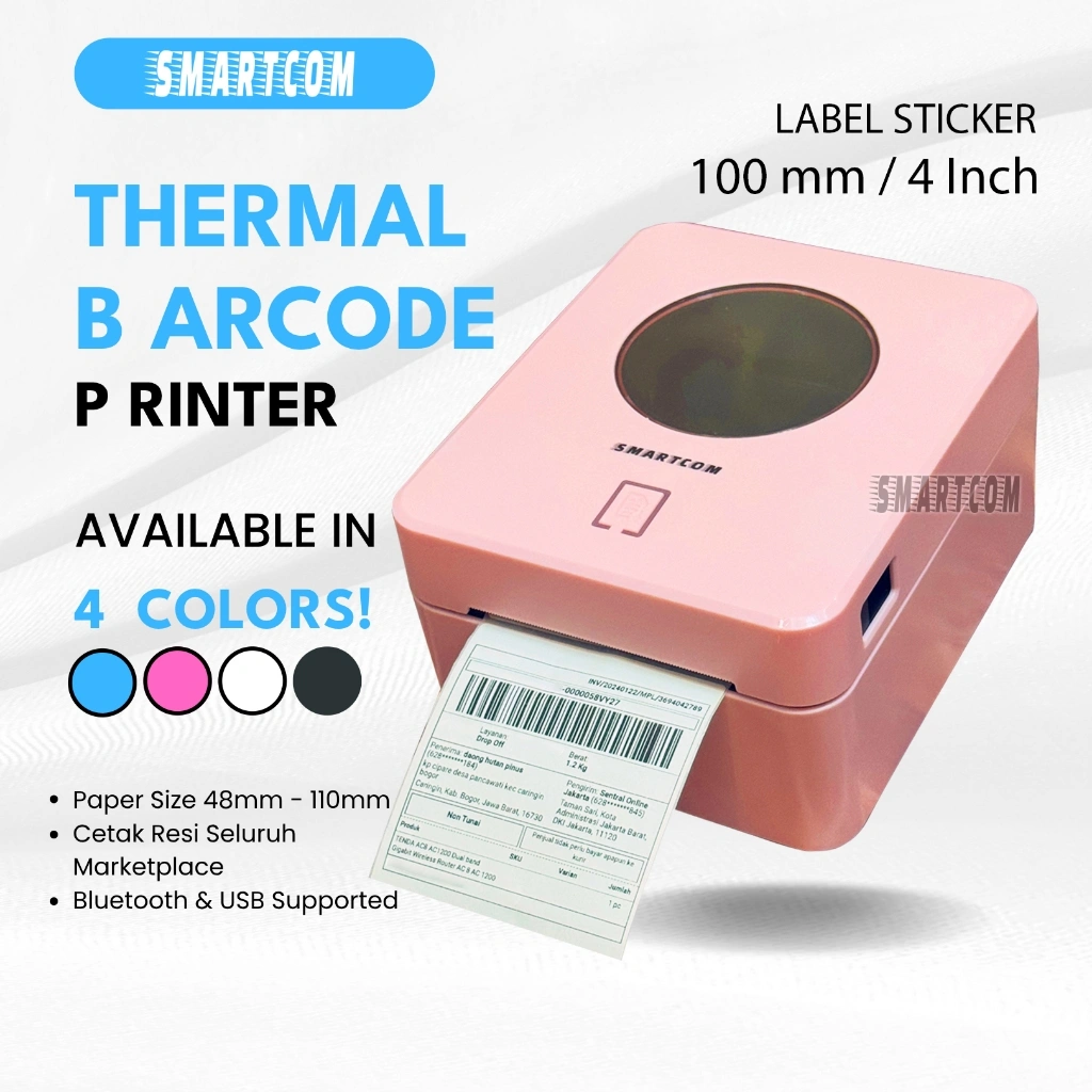 SMARTCOM Printer Thermal Barcode Label Resi 4 Inch Barcode Printer Bluetooth Thermal 100mm SM9250