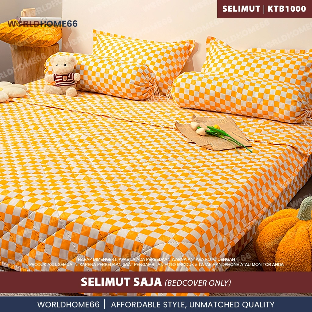 Worldhome Selimut Saja Bedcover Only Motif Estetik & Cantik Slimut Anak & Dewasa Bed Cover Modern