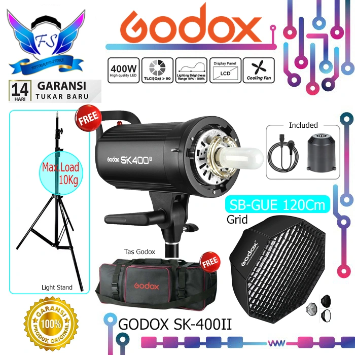 Lampu Studio Flash Godox SK400II SK400 II SK400 Mark II 400ws Godox Original