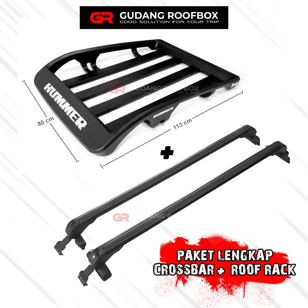 Paket Lengkap Roof Rack dan Crossbar Mobil Universal Rak Bagasi Atas Mobil Roofrack Hummer Foxco