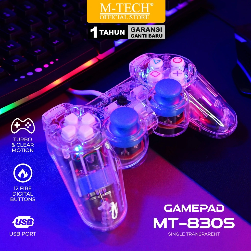 MTECH Gamepad Stick Single Getar Transparant Joystick PC Laptop M-Tech Original