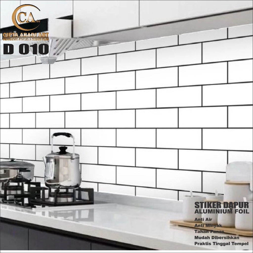 Wallpaper Dapur Stiker Dinding Dapur Meja Lemari Kayu Anti Air Minyak dan Panas Aluminium Foil Bahan Tebal