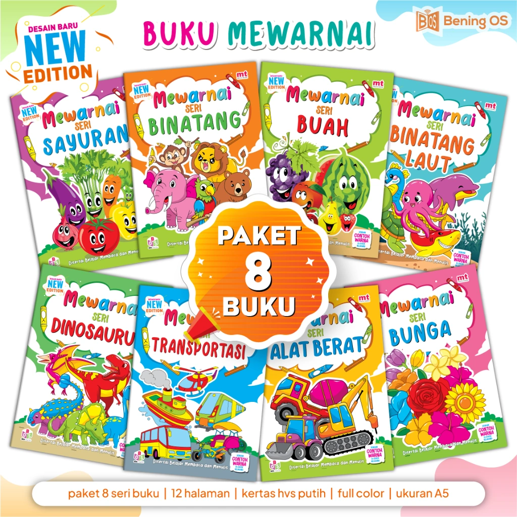 MT - Paket 8 Buku Mewarnai Anak Ukuran Kecil