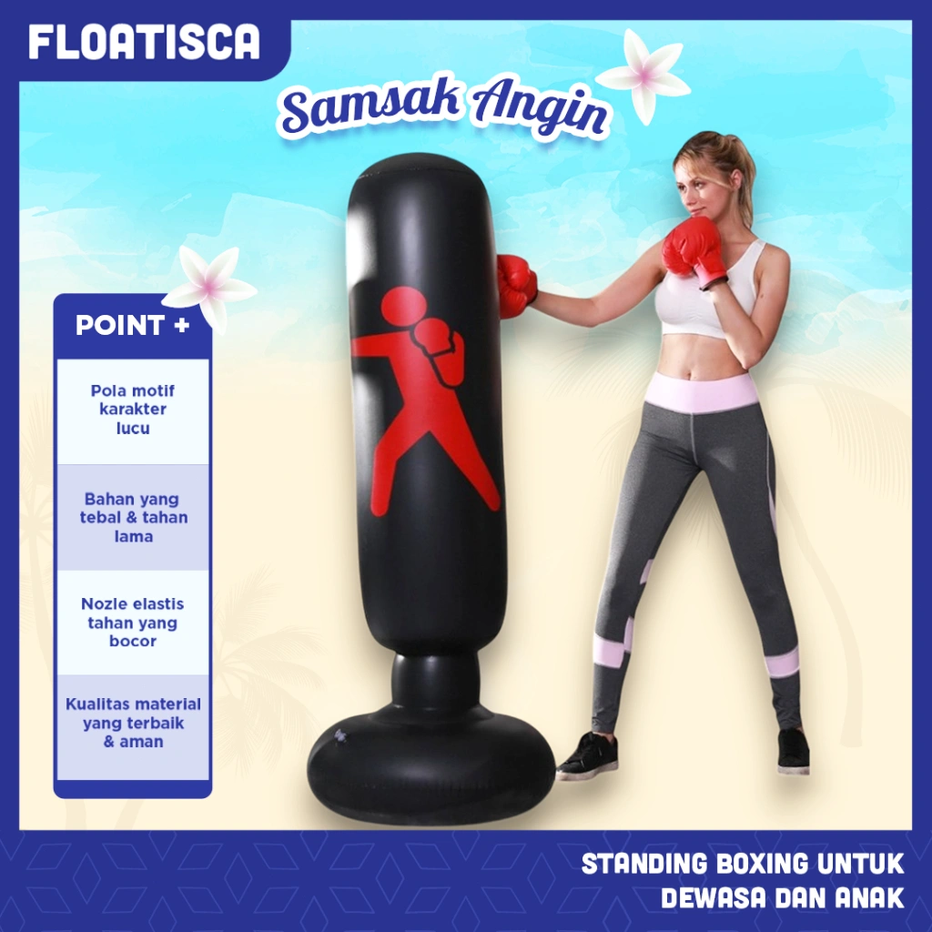 Floatisca Samsak Tinju Standing Berdiri Boxing Anak dan Dewasa Material PVC Premium Latihan Tinju