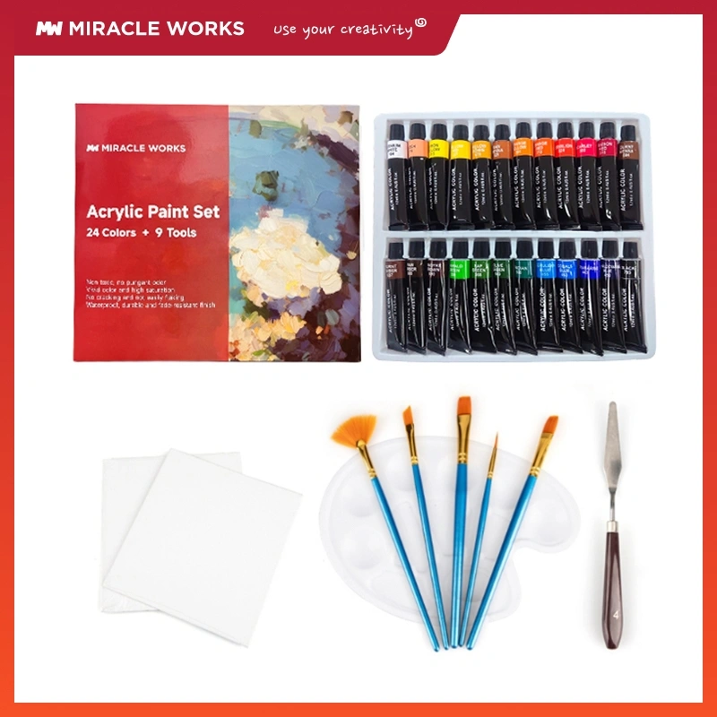 MW Acrylic Paint Set Cat Akrilik Set 12/24 Warna 12ml Lukis Kanvas