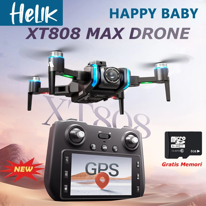 Drone XT808 Brushless Motor GPS Drone Professional WIFI 4K HD FPV Remote dengan Screen Ada Sensor Anti Tabrakan Optical Flow