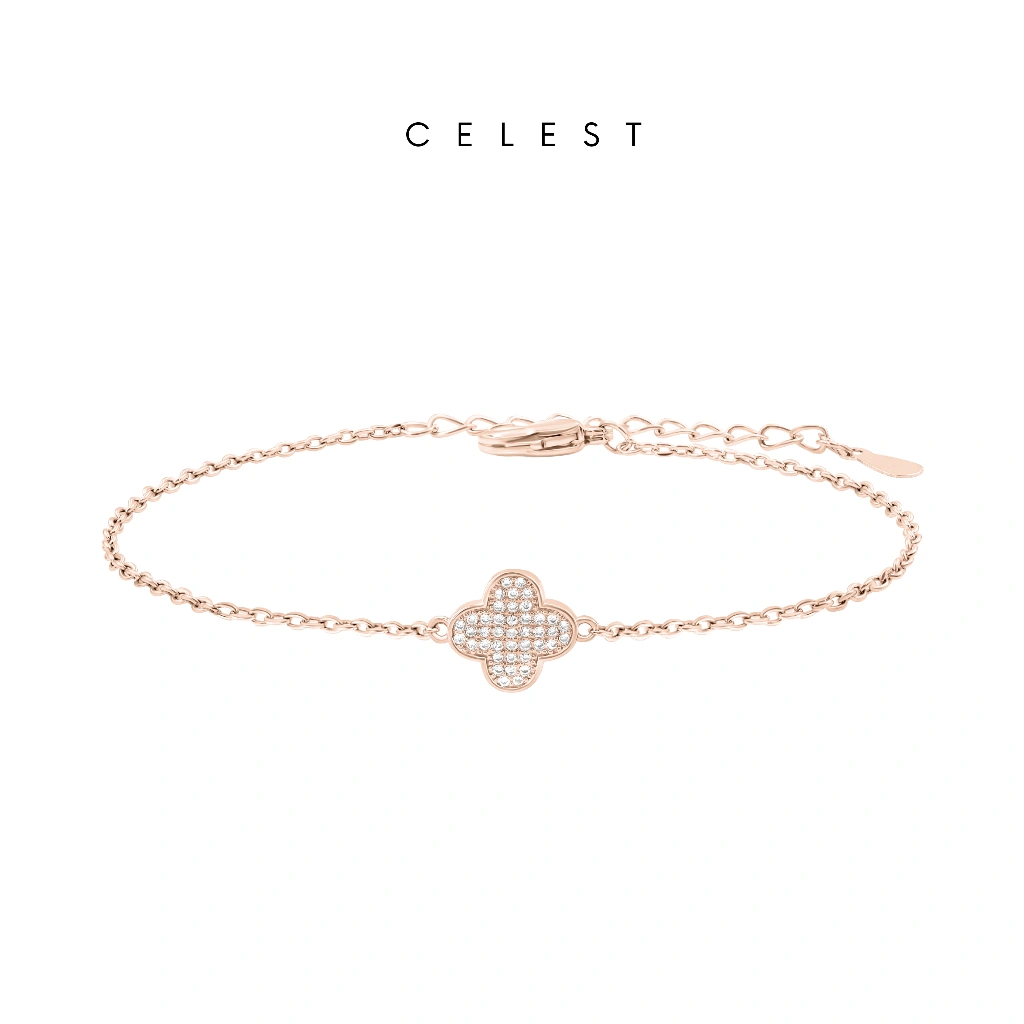 Celest - Idyllia Rose Gold Bracelet Jewelry (Adjustable) | Gelang Emas Asli 18K Bersertifikat | Perhiasan Lapis Emas 18 Karat Gold Plated | Kado Aksesoris Pernikahan Anniversary Ulang Tahun | Gift Box Mewah