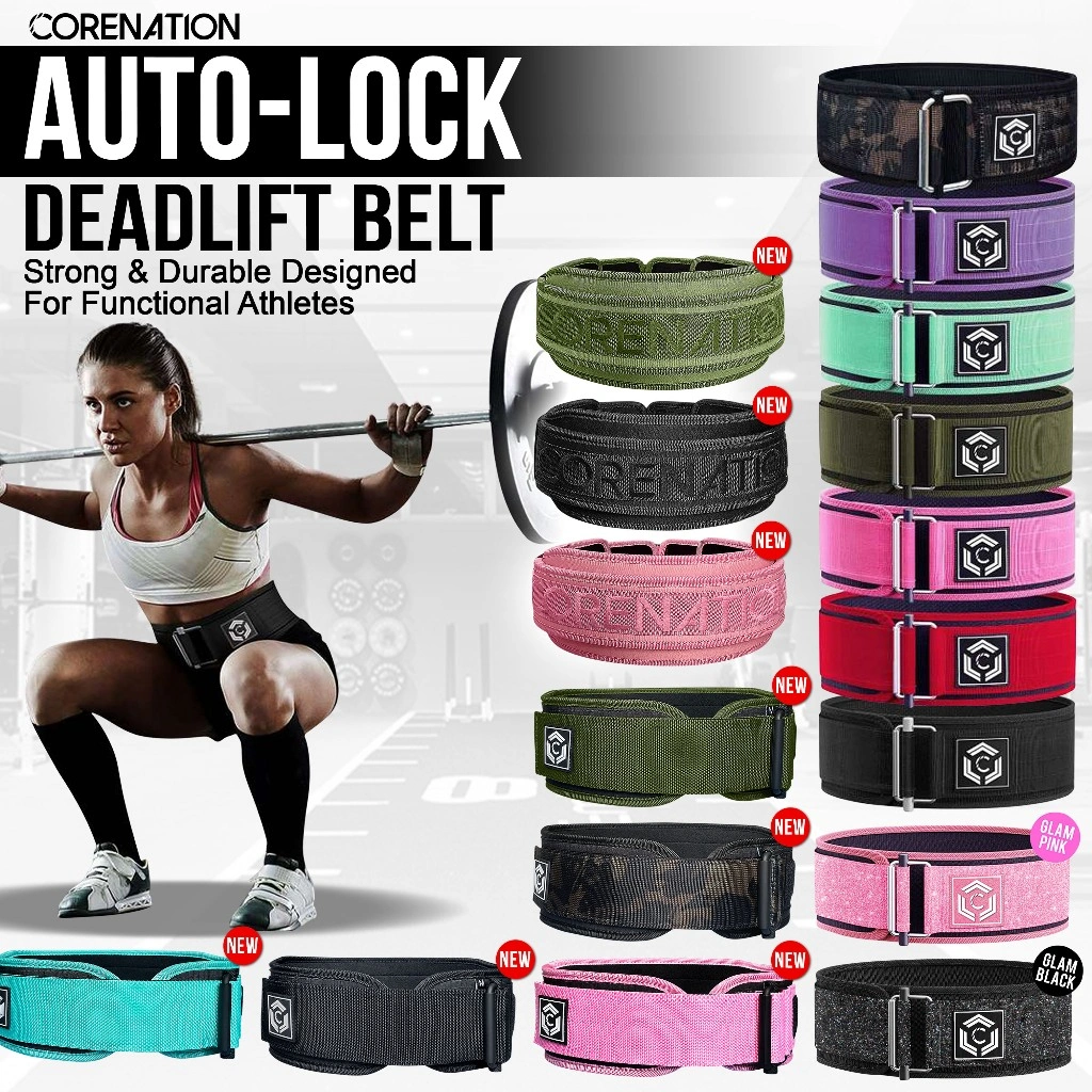 CoreNation Auto Lock Nylon Lifting Belt | Sabuk Gym Belt I Ikat Pinggang Fitness