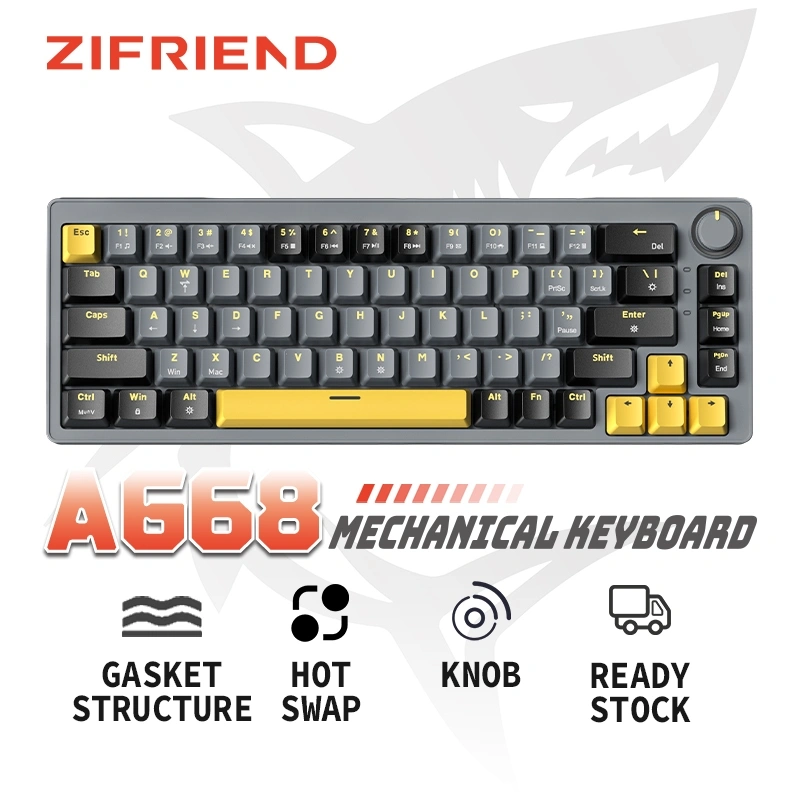 ZIFRIEND AG68 Mechanical Gaming Keyboard Gasket Structure Hotswap Rgb Backlit Wired Keyboard