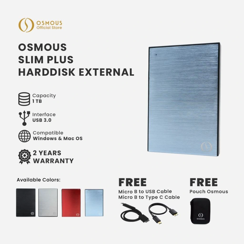 Osmous Slim Plus Hardisk HDD External 1TB USB 3.0 Portable Storage