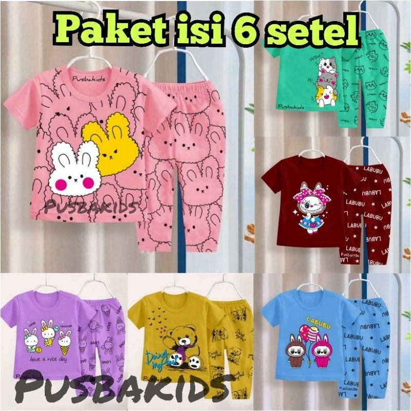 (PAKET CP ISI 6 SETEL) SETELAN ANAK PEREMPUAN CELANA PANJANG / SETELAN ANAK CEWEK 0-7 TAHUN