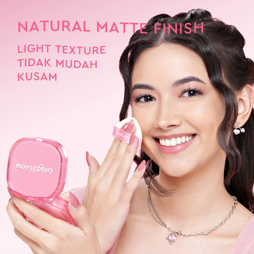 Glad2Glow Set Makeup Lengkap 3in1 Cherry Blossom Betaine Micellar+Water Perfect Blurring Powder Foundation+Cushion Foundation+Mixberry Juicy Lip Serum Sempurna untuk Makeup Sehari-hari Tanpa Repot G2G / Make Up Set Lengkap