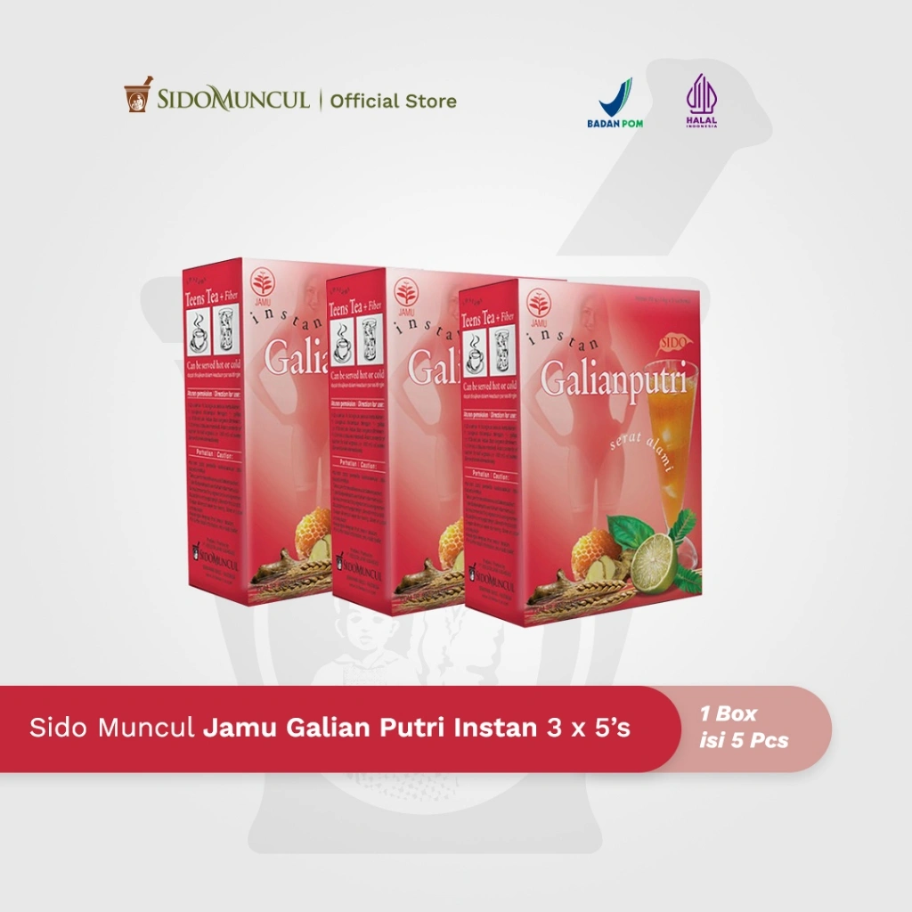 Jamu Galian Putri Instan 3x5’s - Membantu Mengurangi Lemak Tubuh, Membantu Memelihara Kesehatan Kulit dan Membantu Menyegarkan Badan