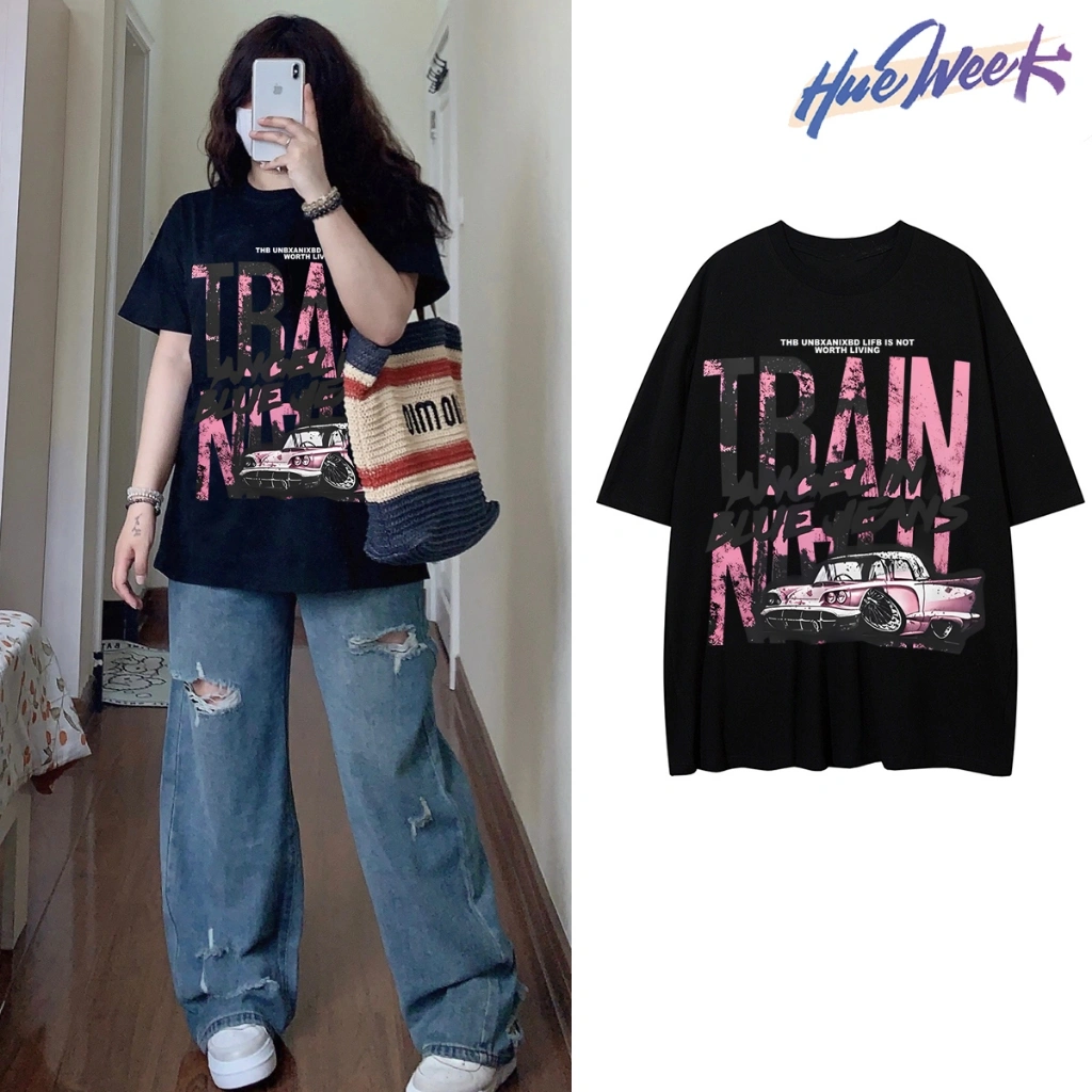 [ Harga Murah Akhir Pekan ]T-shirt Oversize Pink cart baju kaos korea | Kaos baju Wanita pria/124