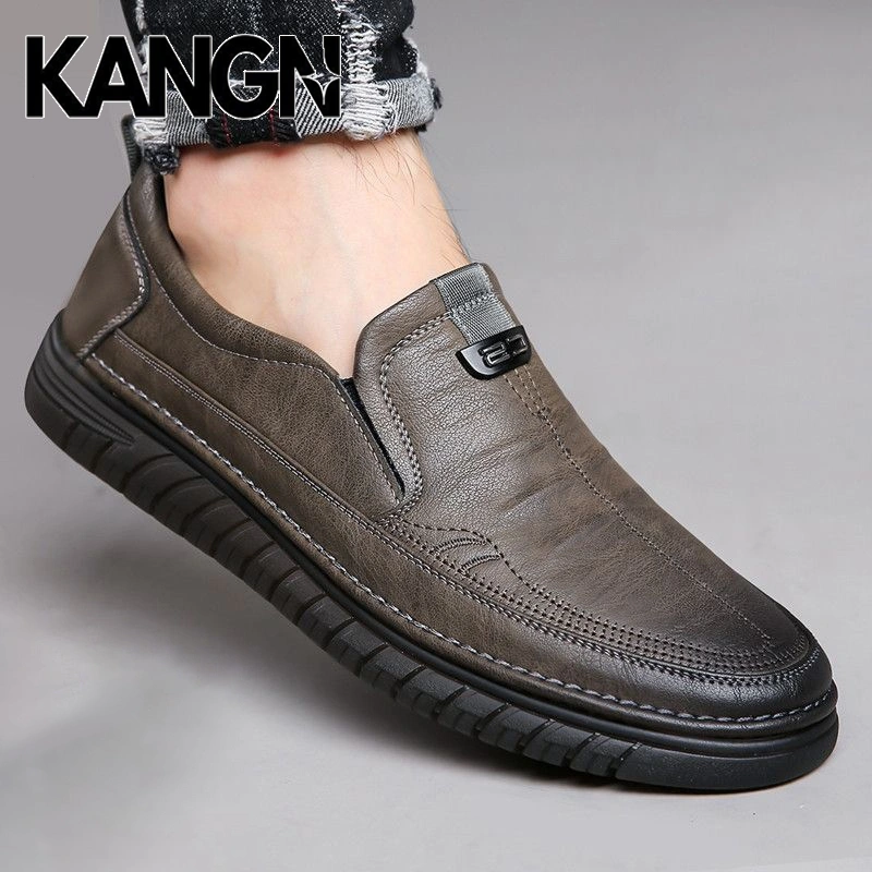 KANGN Slip On Pria Kulit Sepatu Pantofel Formal Sepatu Casual Sepatu Kerja Shoes