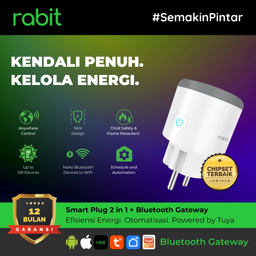 RABIT SMART PLUG WIFI 16A 2 IN 1 BLUETOOTH MESH GATEWAY COLOKAN SOCKET STOP KONTAK PINTAR WIRELESS