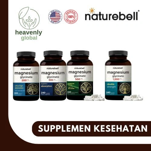 Naturebell Magnesium Glycinate 500mg - 240 Capsules, Non-GMO & Gluten Free