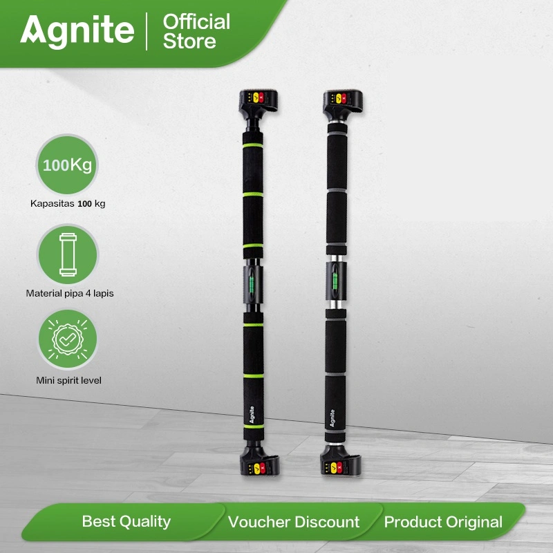 Agnite Adjustable Pull Up Bar / Chin Up Doorway Door Bar / Iron Gym 70-135 cm Kapasitas 100 kg ER06X