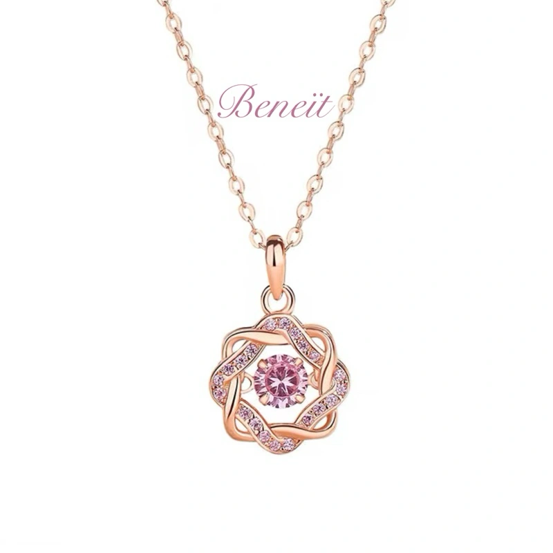 Beneit - Clemence Rose Gold Necklace Jewelry 18K Gold Plated PVD Coating | Perhiasan Kalung Diamond Wanita