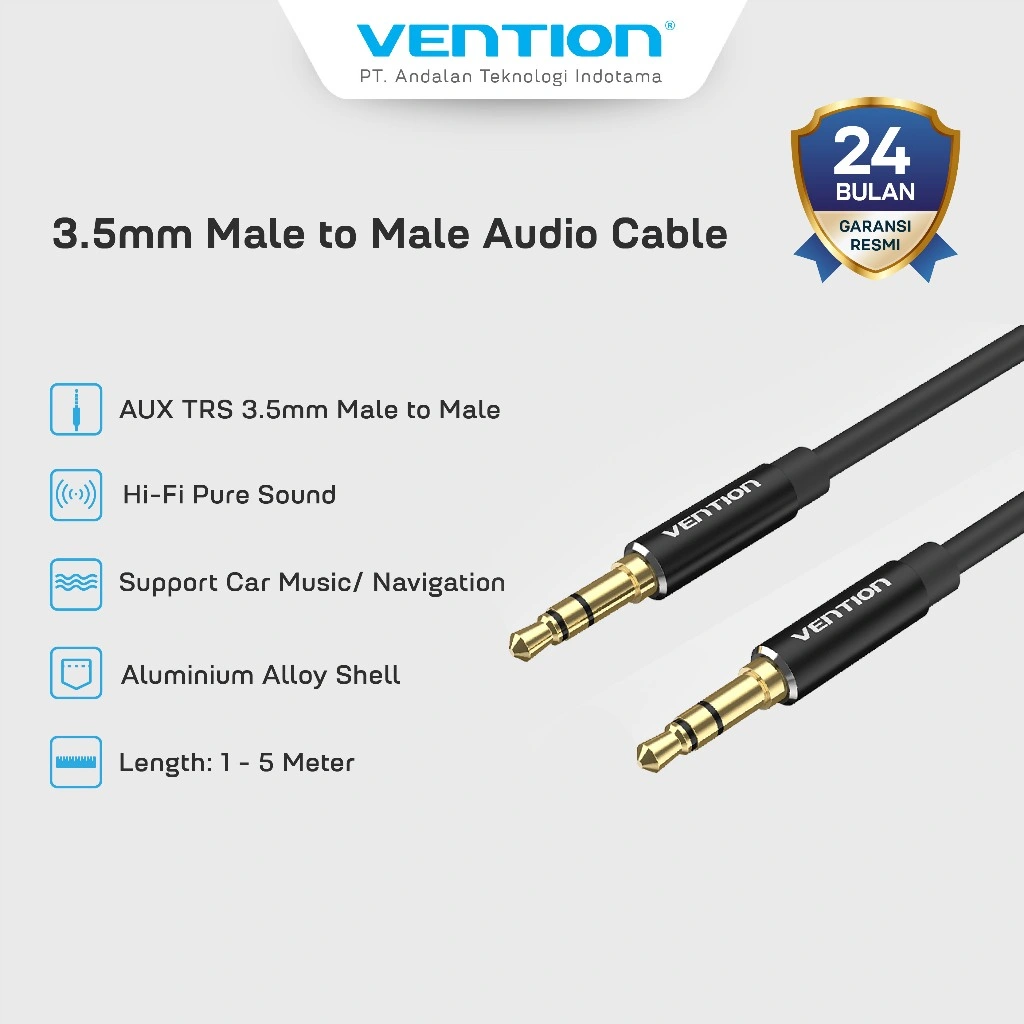 Vention Kabel Jack Audio AUX 3.5mm Cable Male to Male Aluminium Alloy - BAX
