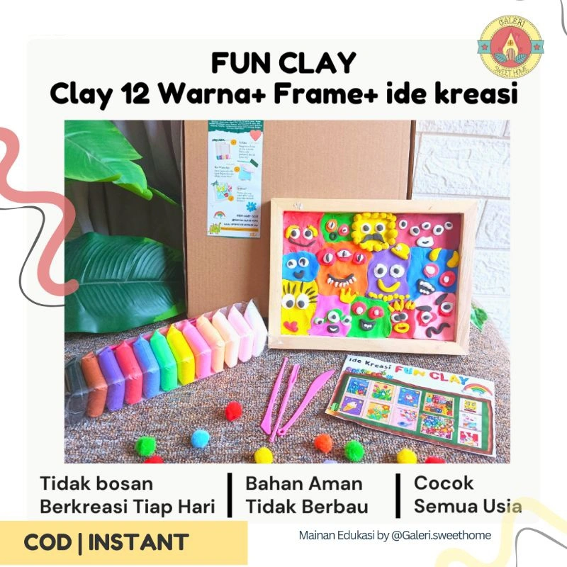 DIY Fun Clay Frame Kit Bermain Plastisin Ide Clay Date Bingkai Set Couple Ugly Doodle